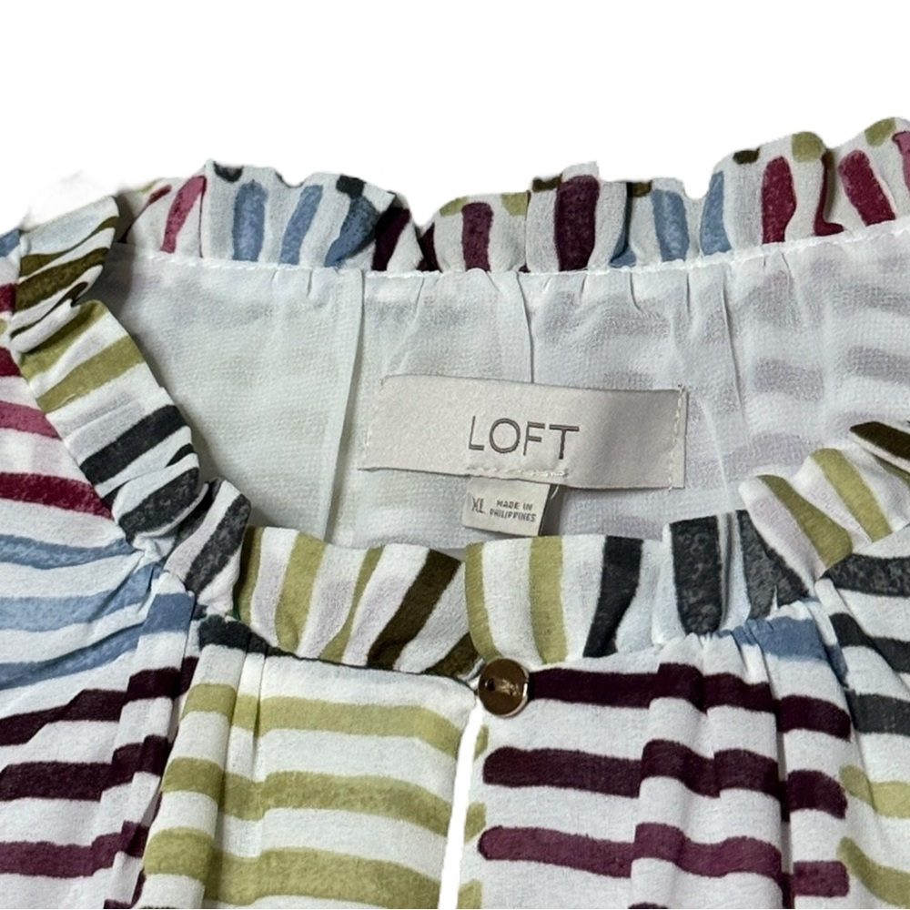 Loft Striped Tiered Flounce Dress Size XL - Picture 4 of 4